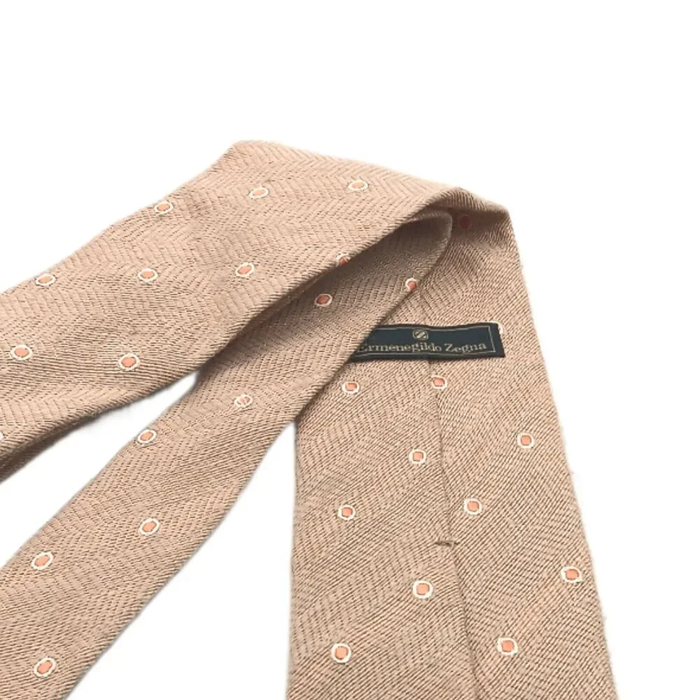 Ermenegildo Zegna Camel Hair Tie Mens 62.5” Tan Chevron Silk Luxury Wide New